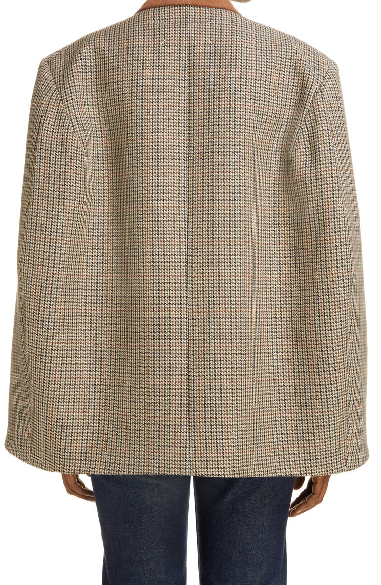Maison Margiela Microhoundstooth Check Virgin Wool Cape Blazer, Alternate, color,