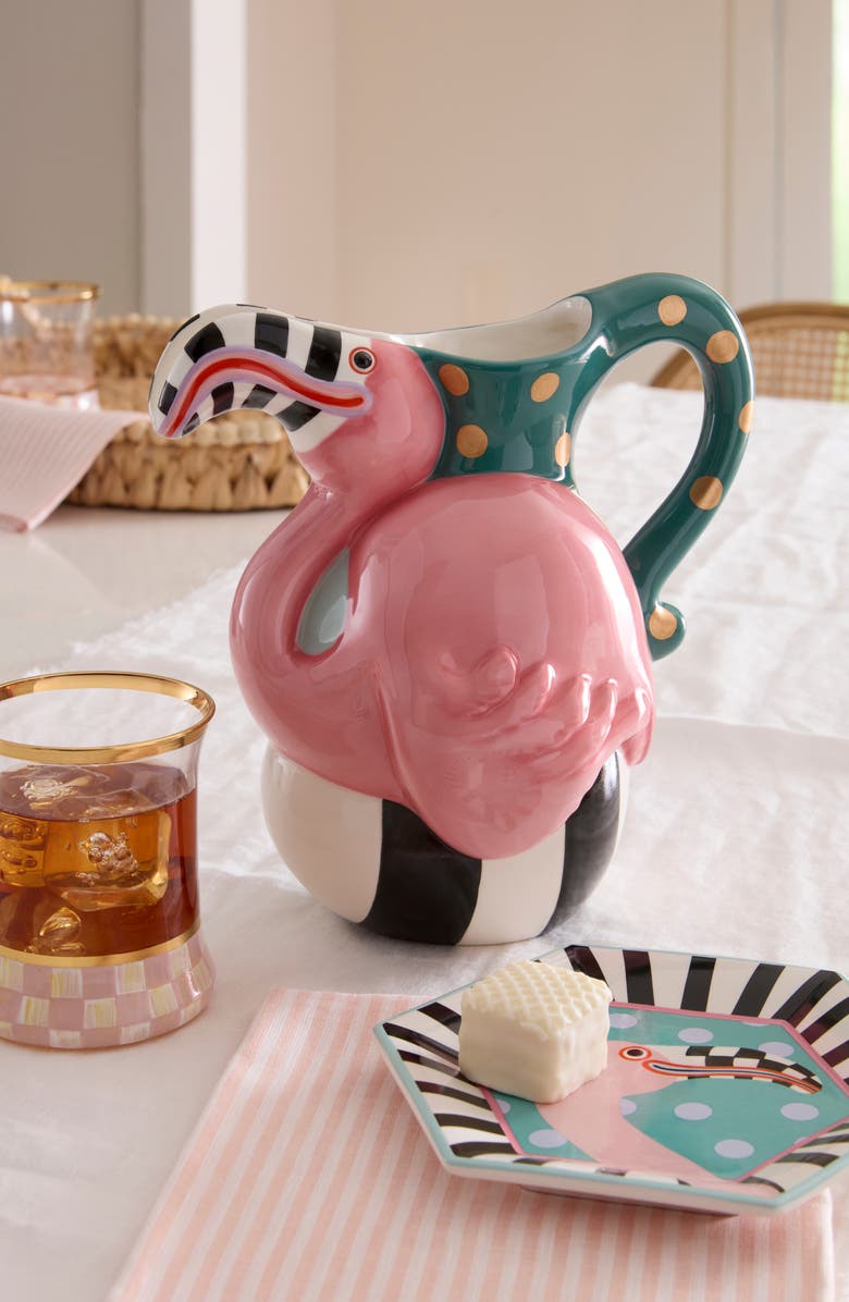 MACKENZIE CHILDS Patience Brewster Sheldon Flamingo Pitcher, Alternate, color, Pink