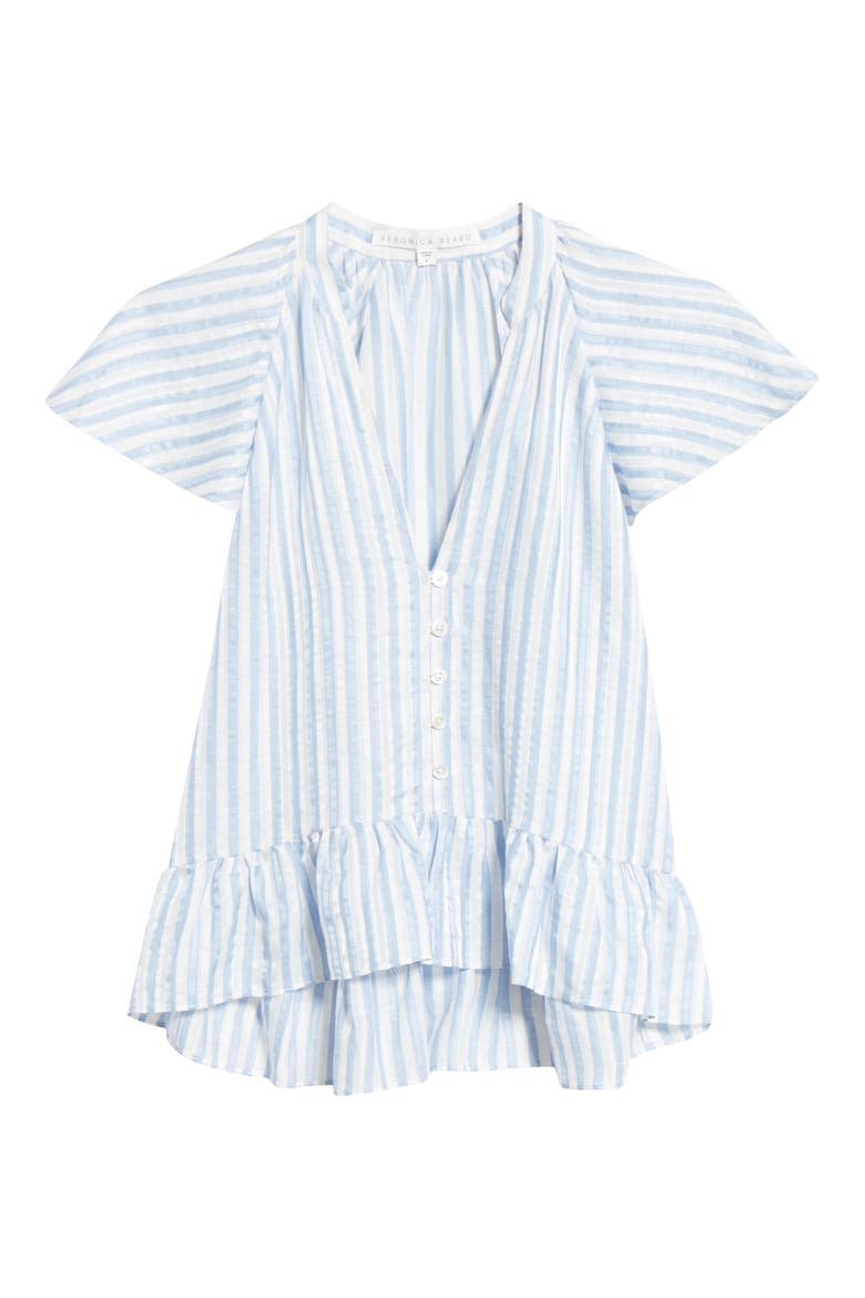 Maple Flutter Sleeve Stripe Top, Alternate, color, BLUE WHITE