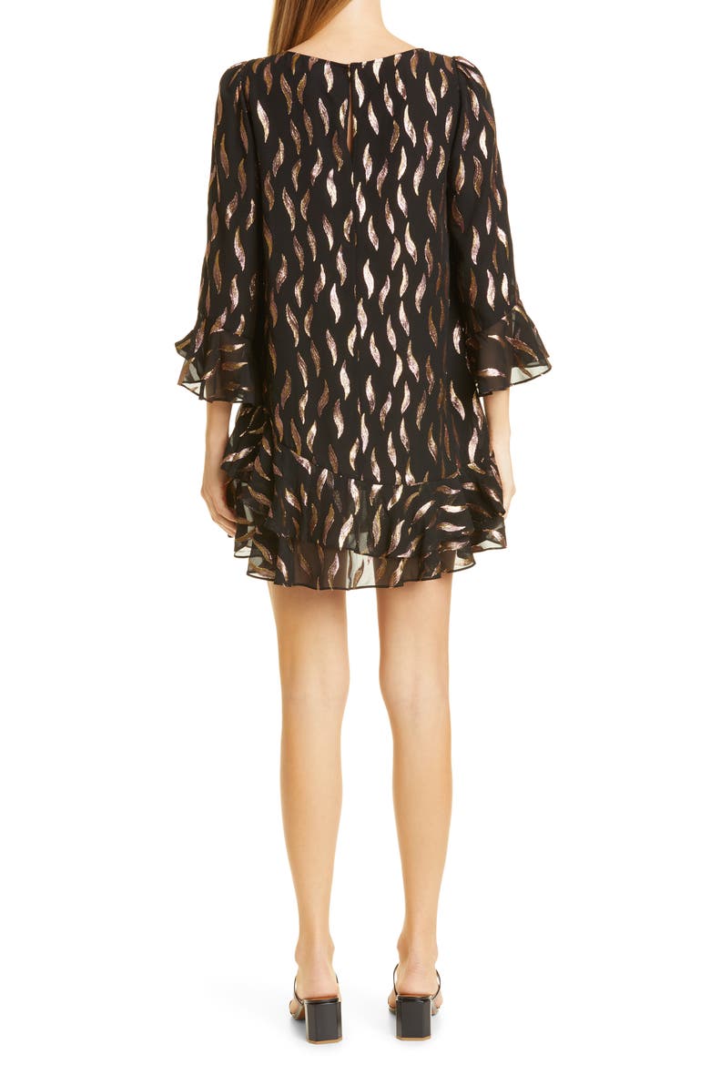 Marissa Metallic Floral Fil Coupé Minidress, Alternate, color, PINK GOLD