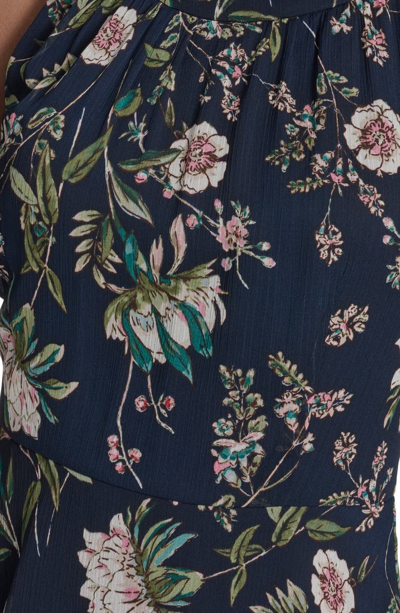 Tommy Hilfiger Floral Sleeveless Tiered Chiffon Maxi Dress, Alternate, color, Sky Captain Multi