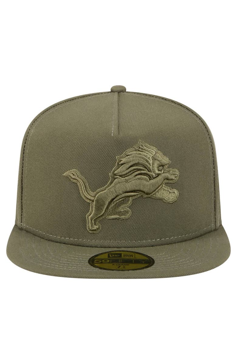 New Era Men's New Era  Olive Detroit Lions Color Pack A-Frame 59FIFTY Fitted Hat, Alternate, color, Olive