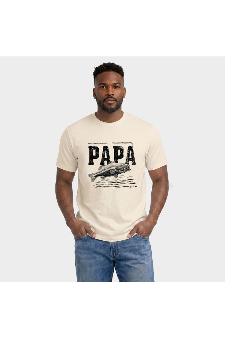Papa Fishing Distressed Garment Dyed T-Shirt, Alternate, color, Ivory