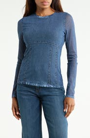 rag & bone Miramar Mesh Long Sleeve Crewneck Top