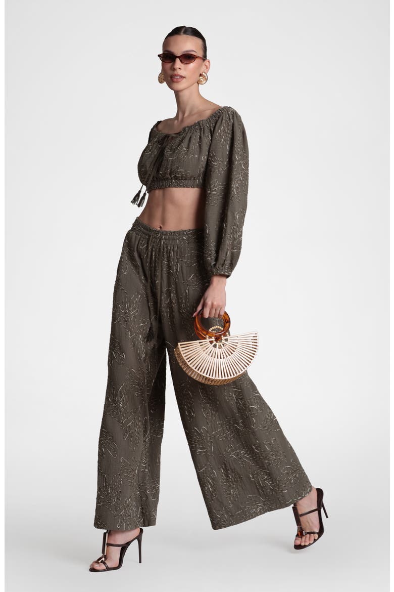 Embroidered Extreme Wide Leg Palazzo Pants, Alternate, color, OLIVE