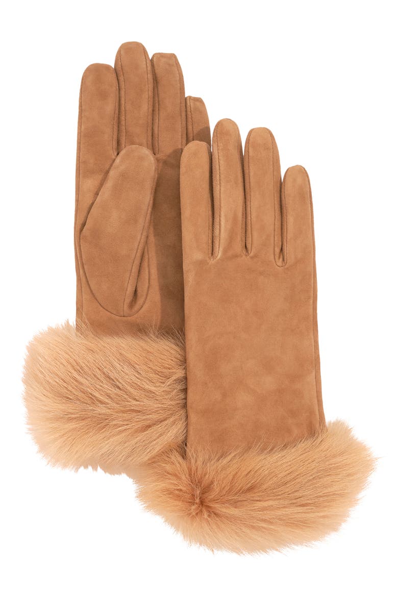 Toscana Trim Suede Gloves, Alternate, color, TOBACCO
