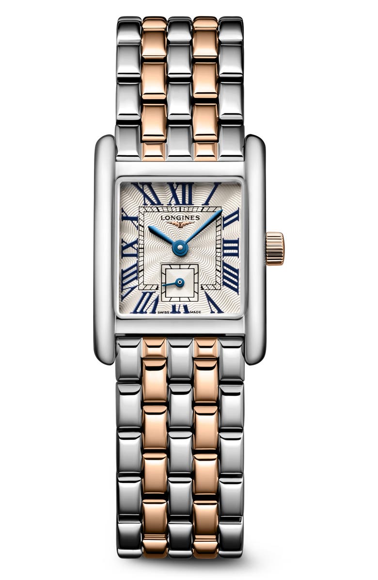 Longines Mini DolceVita Two-Tone Bracelet Watch, 29mm x 21.5mm, Main, color, Silver