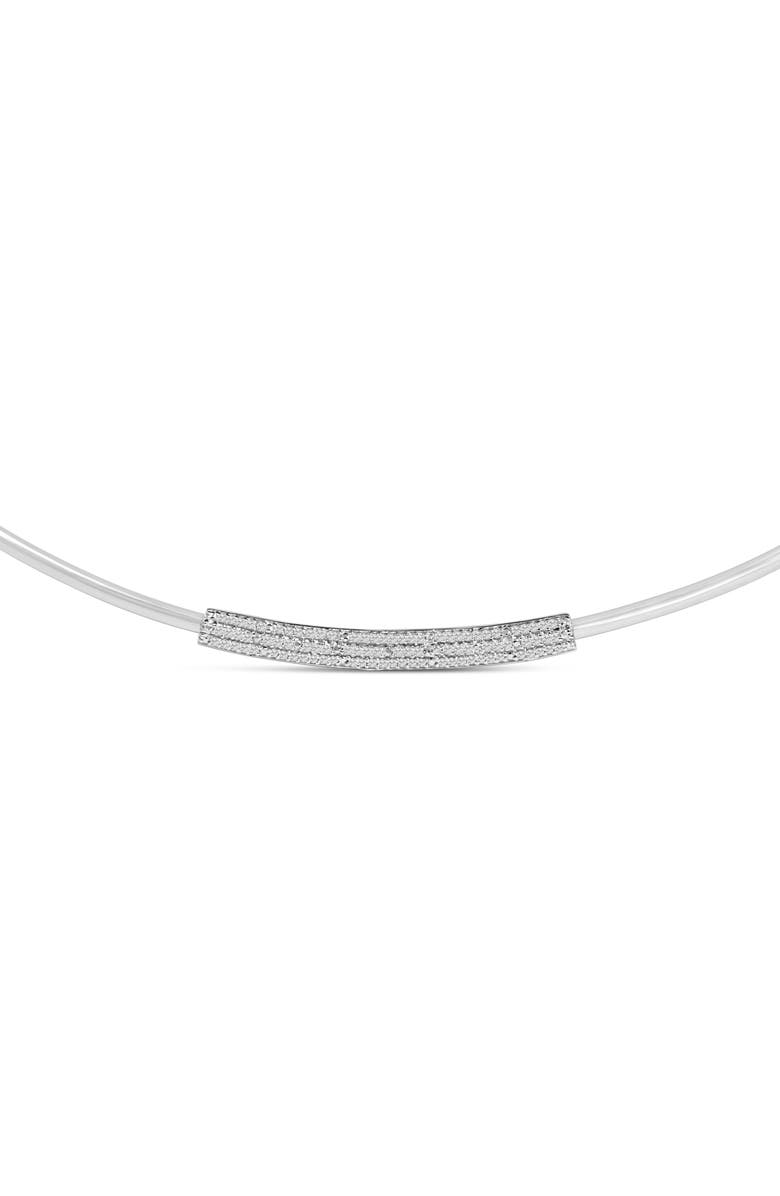 Haus of Brilliance .925 Sterling Silver 1/5 Cttw Diamond Curved Bar Diamond Necklace, Alternate, color, Silver