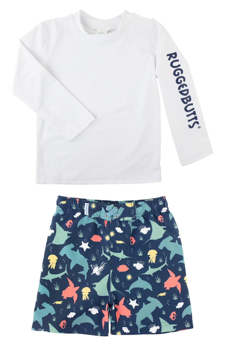 RuggedButts Under the Sea Two-Piece Rashguard Swimsuit, Alternate, color, 