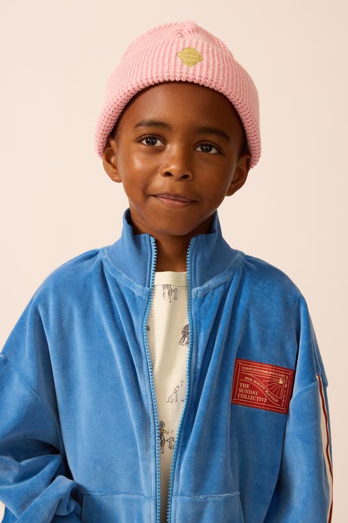 The Sunday Collective Organic Waffle Knit Beanie In Pink