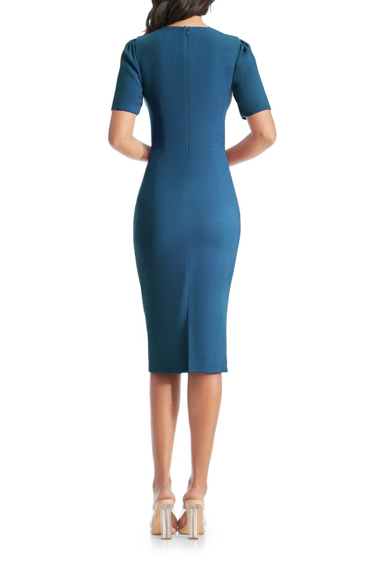 Ruth Asymmetric Neck Midi Dress, Alternate, color, PEACOCK BLUE