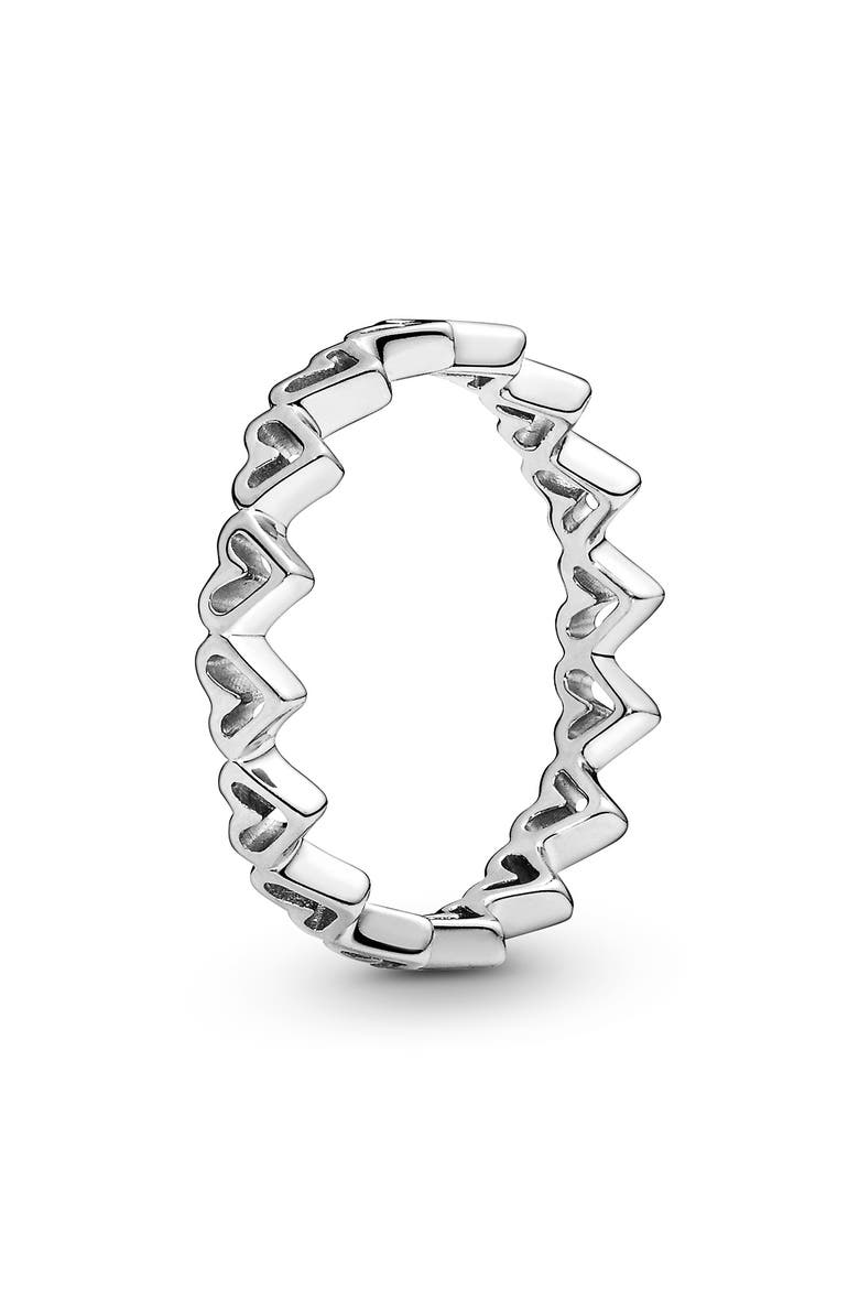 Freehand Hearts Stacking Ring, Main, color, SILVER