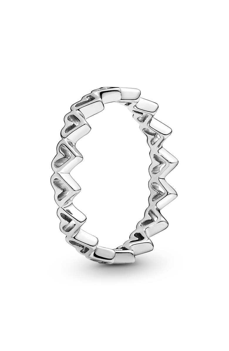 PANDORA Freehand Hearts Stacking Ring, Main, color, 