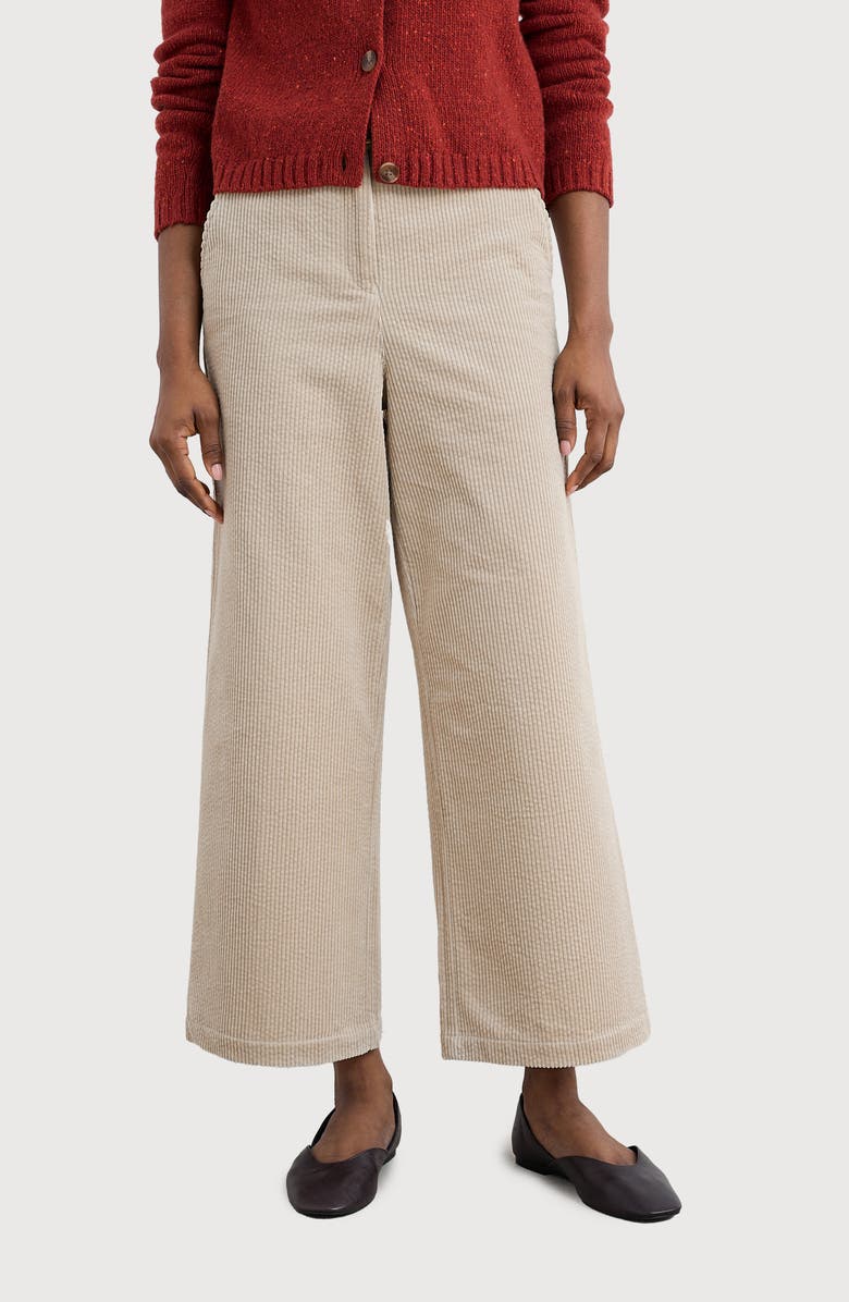 Seasalt Cornwall Asphodel Crop Wide Leg Corduroy Pants, Main, color, Birch