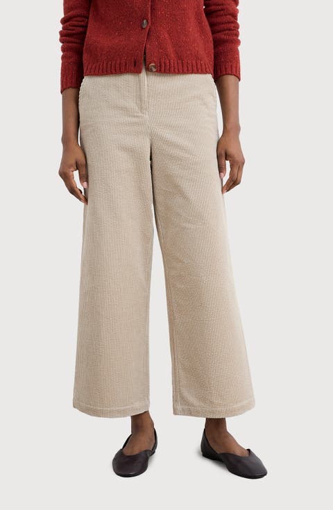 Asphodel Crop Wide Leg Corduroy Pants (Petite)