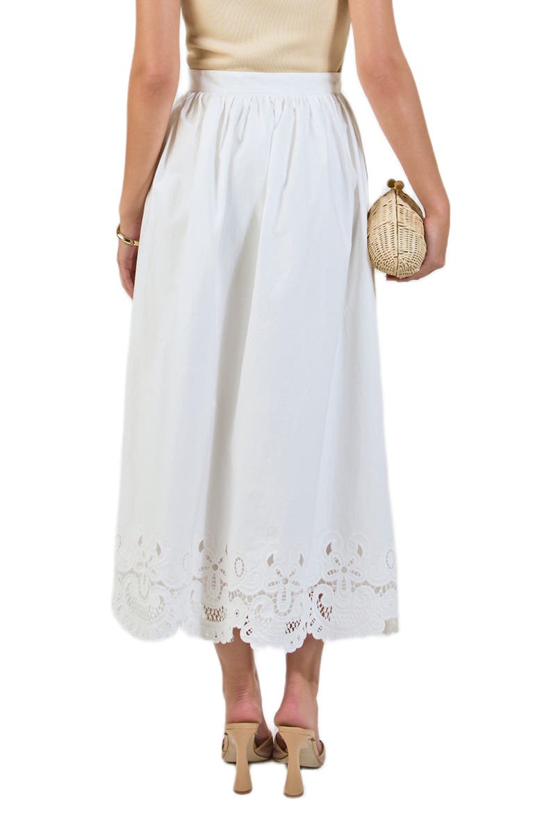 Embroidered Hem Cotton Skirt, Alternate, color, WHITE