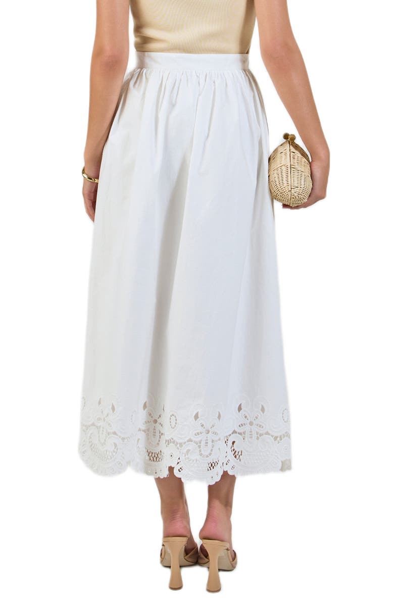 Endless Rose Embroidered Hem Cotton Skirt, Alternate, color, White