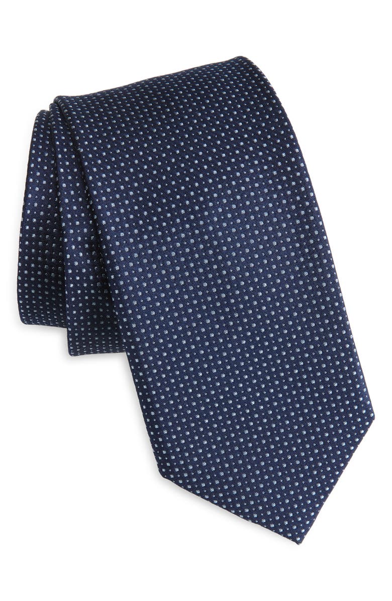 Nordstrom Grady Micro Dot Silk Tie, Main, color, Navy