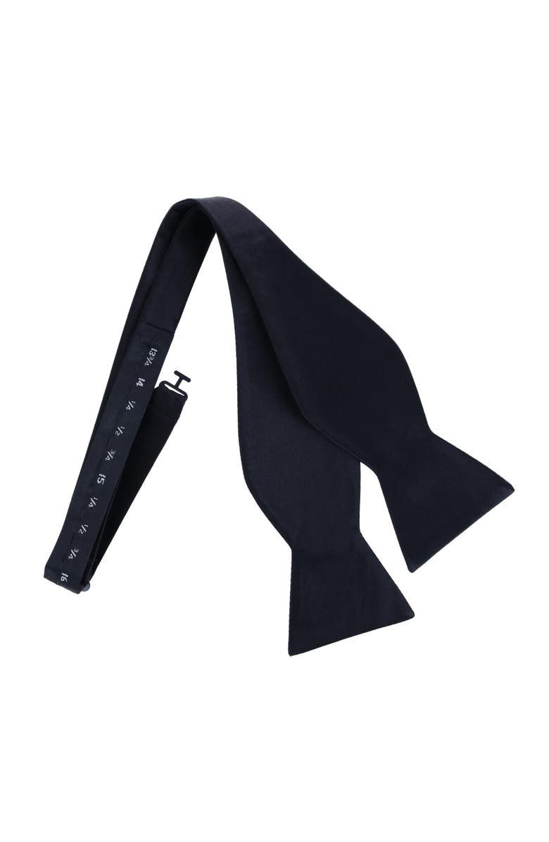 Trafalgar Sutton Solid Color Silk Self-Tie Bow Tie, Alternate, color, Black