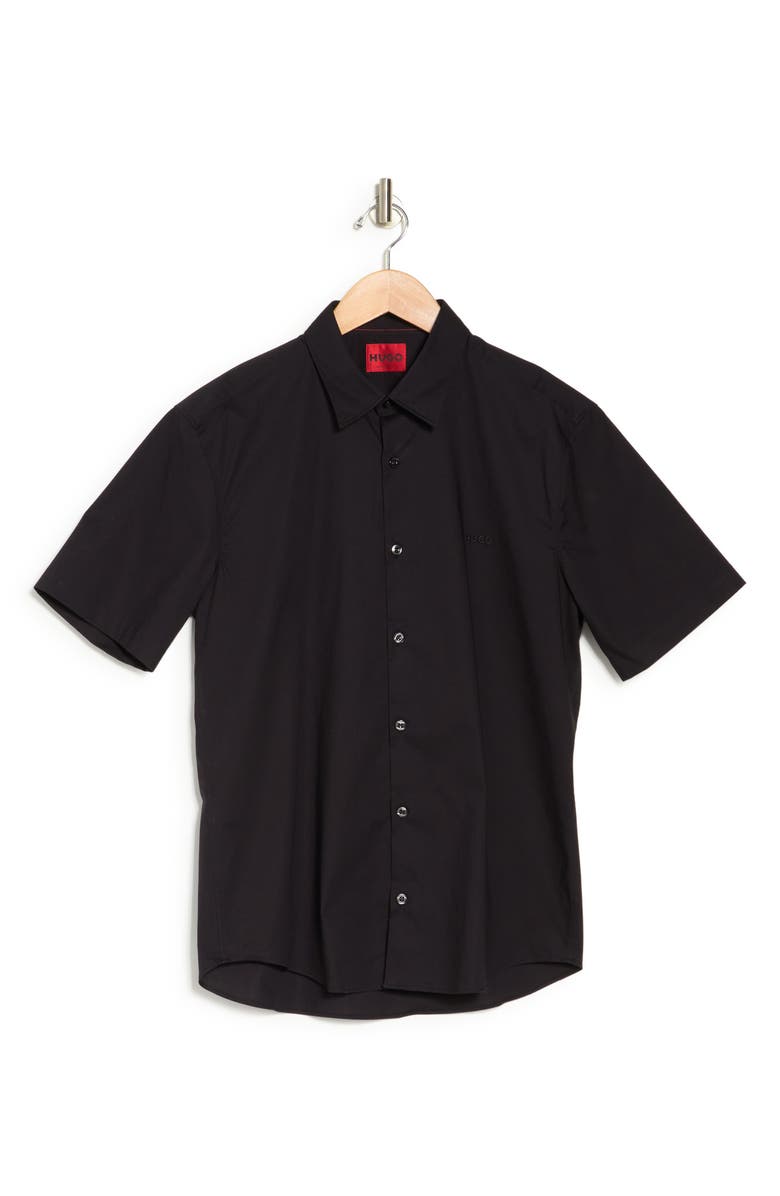HUGO Ermino Short Sleeve Stretch Cotton Button-Up Shirt, Alternate, color, 