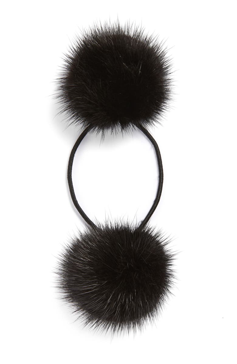 Alexandre de Paris Genuine Mink Pompom Ponytail Holder, Main, color,