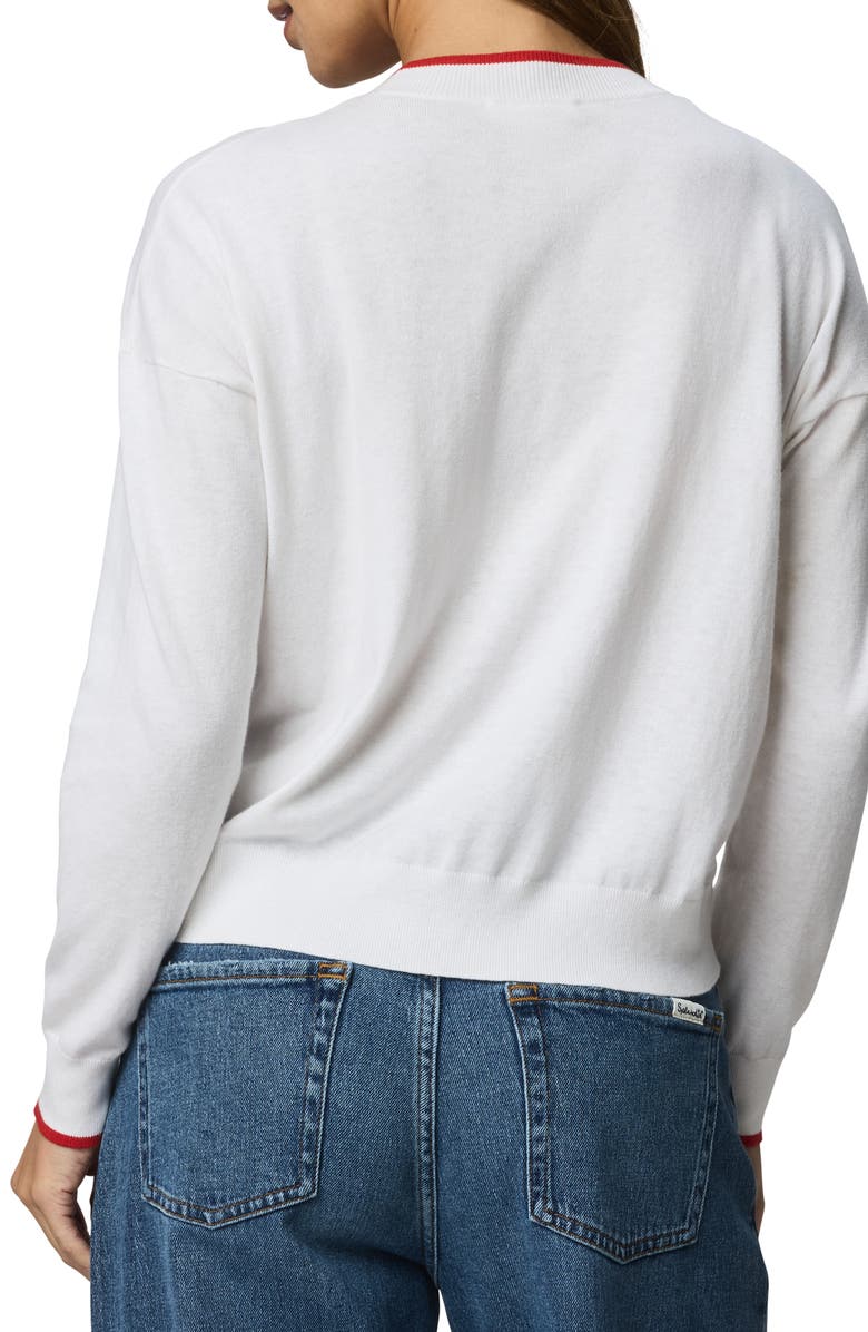 Splendid Leah Love Cotton Blend Sweater, Alternate, color, White/ Rouge