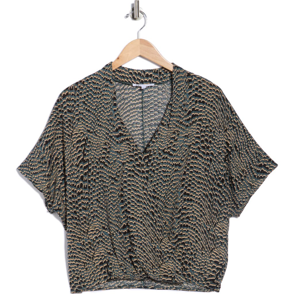 Dr2 By Daniel Rainn Surplice V-neck Wrap Top In Blue