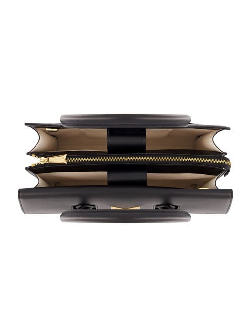Mac Duggal Gold Plated Hardware Large Leather Briefcase Bag In Black