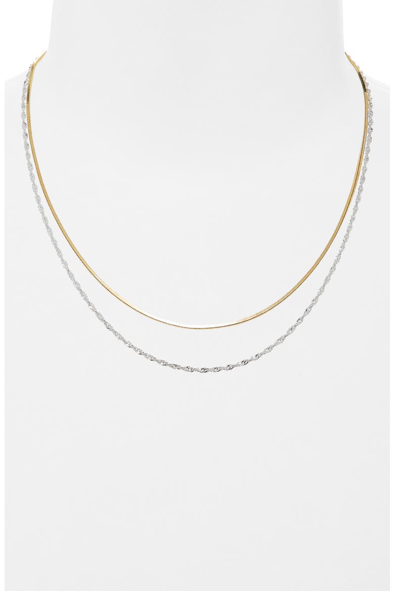 Two-Tone Layered Necklace, Alternate, color, GOLD/SILVER