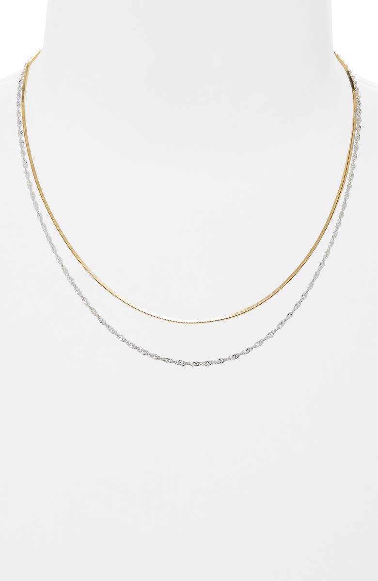 Argento Vivo Sterling Silver Two-Tone Layered Necklace, Alternate, color, Gold/ Silver