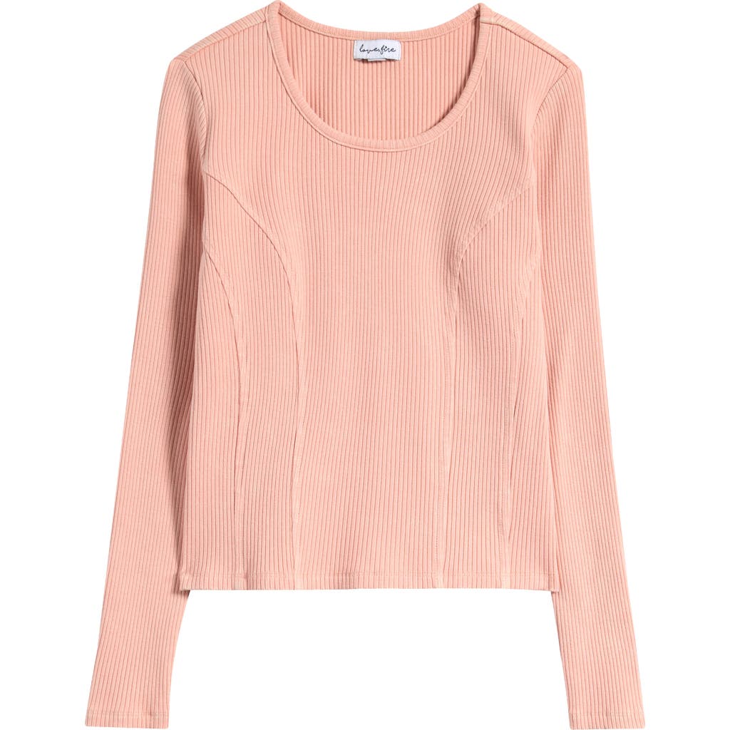 Shop Love, Fire Kids' Long Sleeve Cotton Rib T-shirt In Dusty Pink