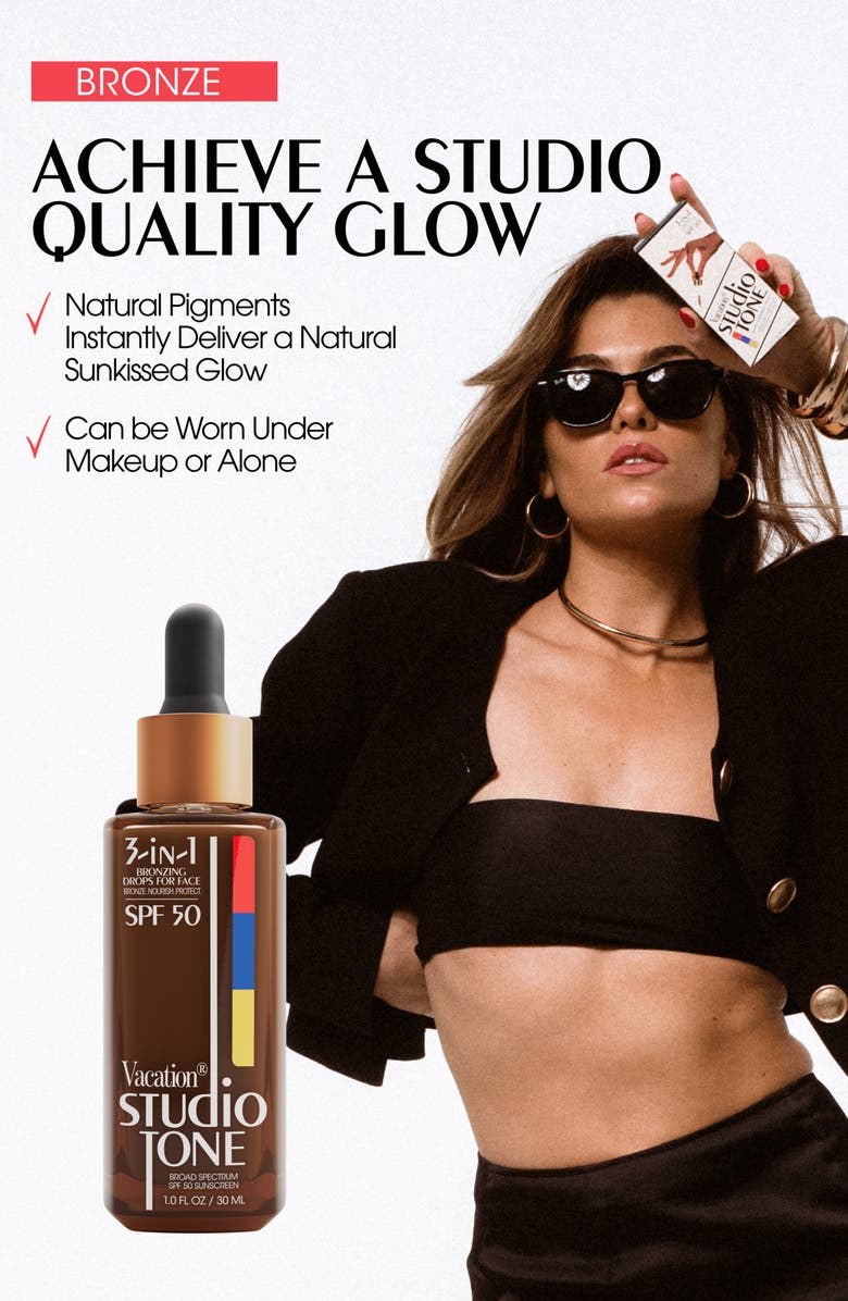 Vacation Studio Tone SPF 50 Bronzing Drops, Alternate, color, 