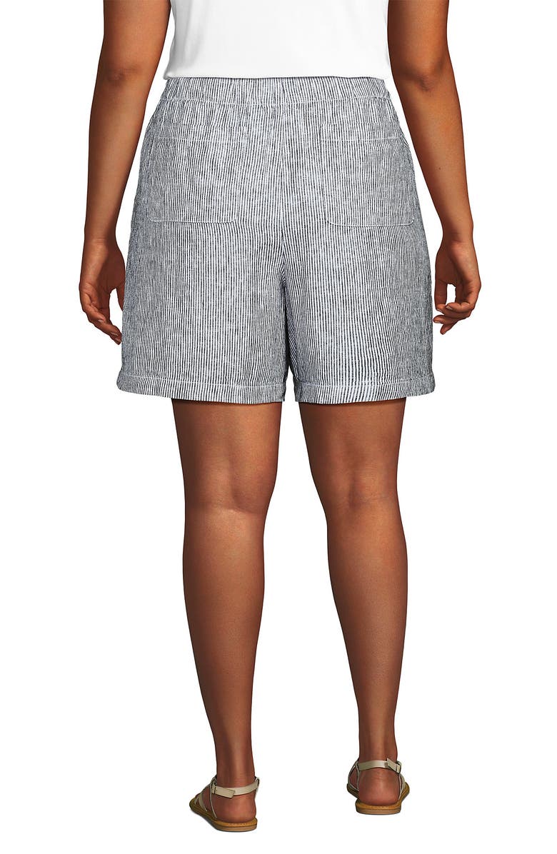 Lands' End Plus Size Linen High Rise Pull On 7" Shorts, Alternate, color, 