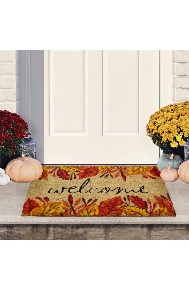 Northlight Leafy Fall Harvest Rectangular "Welcome" Doormat 18" x 30", Alternate, color, 