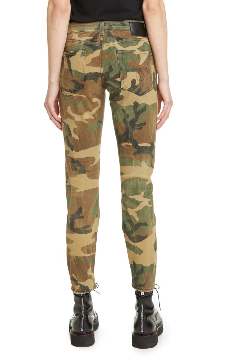 R13 Distressed Camo Print Boy Skinny Jeans, Alternate, color,