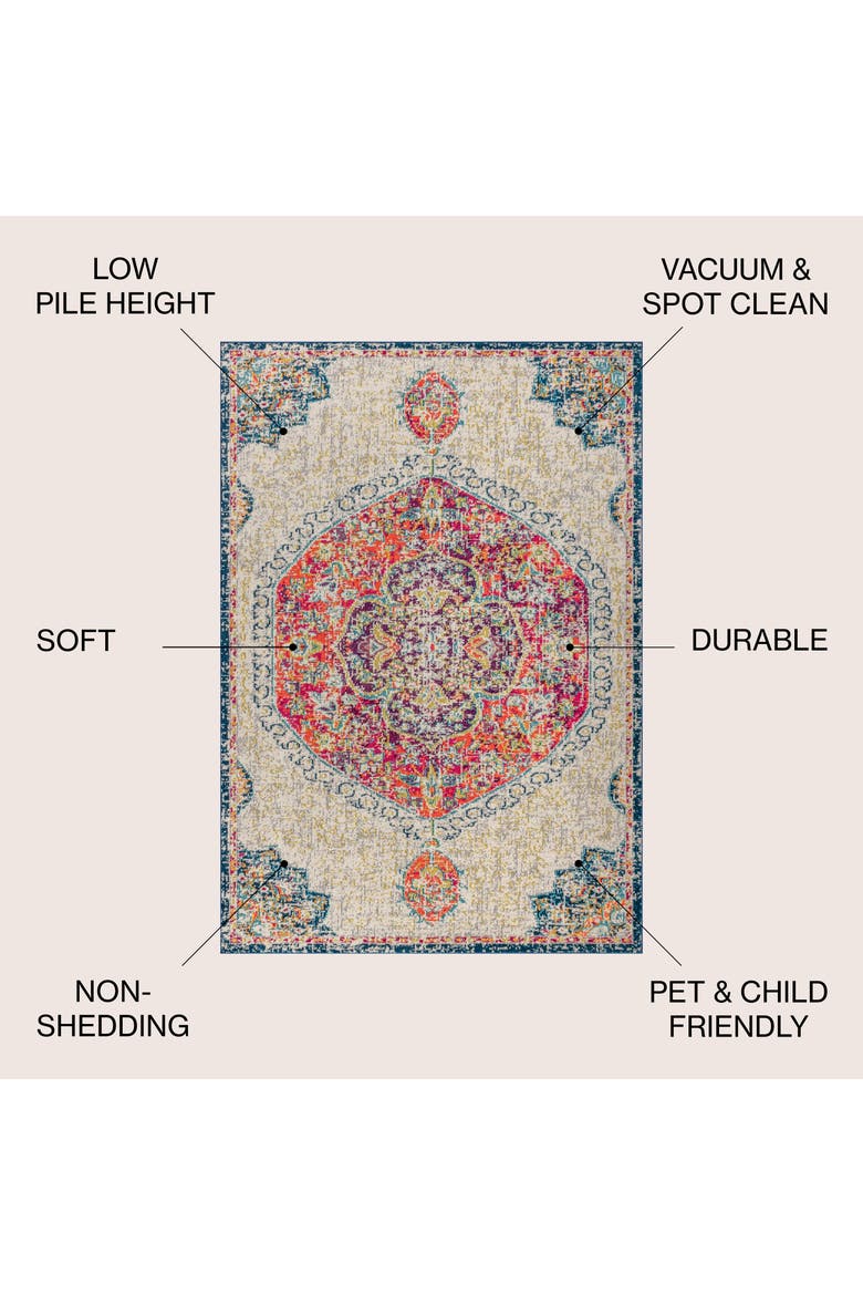 Bohemian FLAIR Boho Vintage Medallion Area Rug, Alternate, color, Cream/Orange