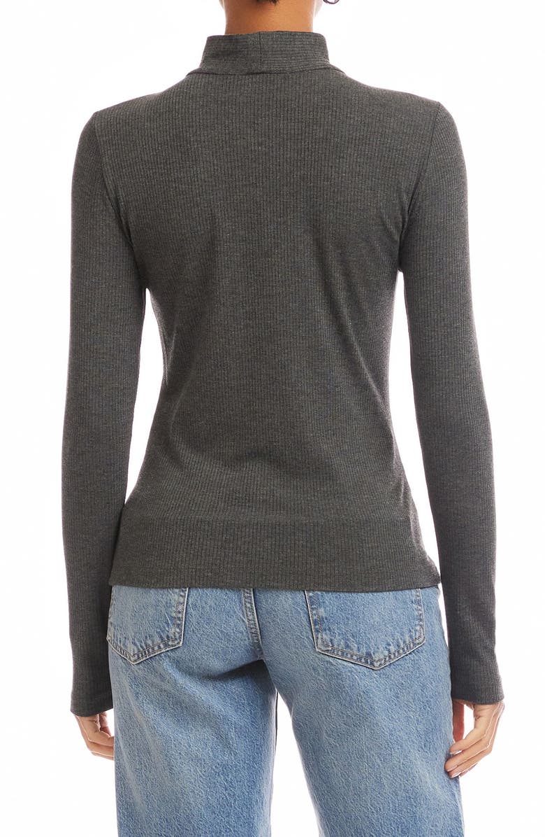 FIFTEEN TWENTY Kari Twist Neck Cutout Rib Top, Alternate, color, Charcoal