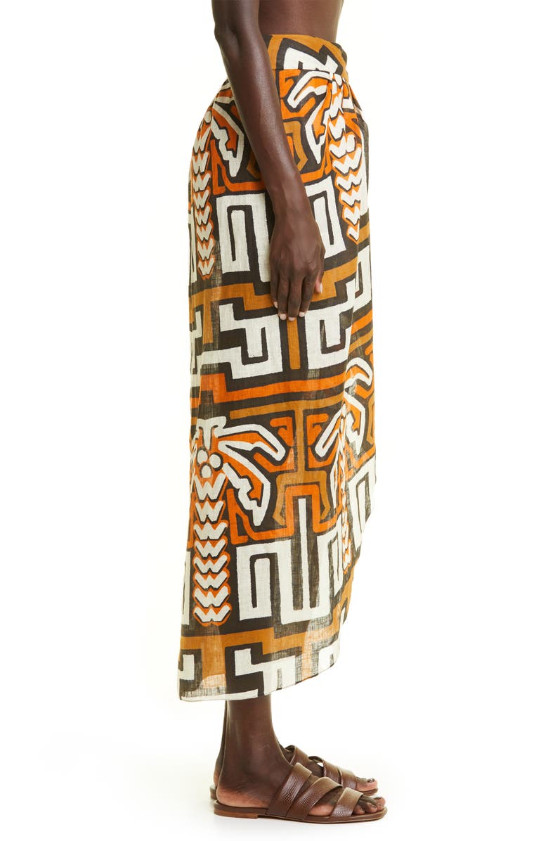 Johanna Ortiz Sea of Sand Tropical Print Linen Wrap Skirt, Alternate, color, 