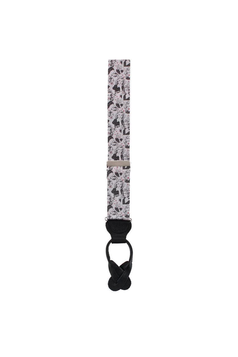 Vintage Vixen Novelty Silk Button End Suspenders, Alternate, color, Silver and Black