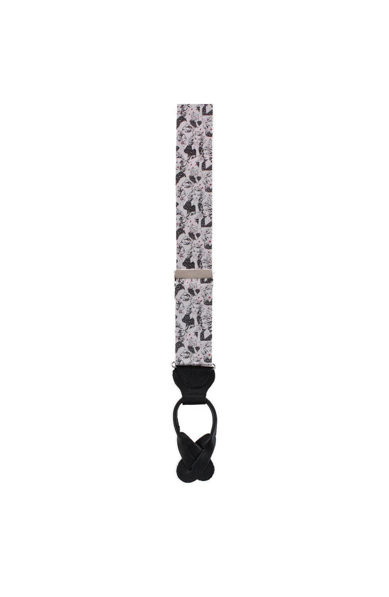 Trafalgar Vintage Vixen Novelty Silk Button End Suspenders, Alternate, color, Silver And Black