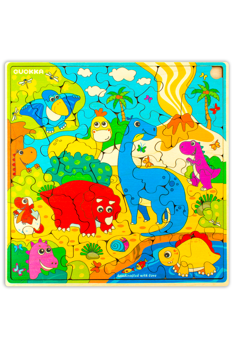 Kids Wooden Puzzles - 28-Piece Jigsaw Puzzles, Main, color, Dino