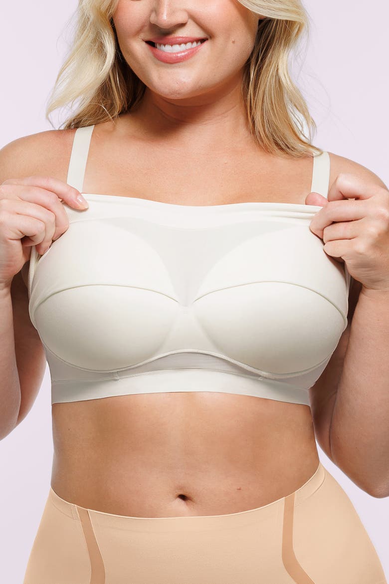 Wireless T-Shirt Back Smoothing Seamless Oyster Fabric Everyday Bra, Alternate, color, Oyster White