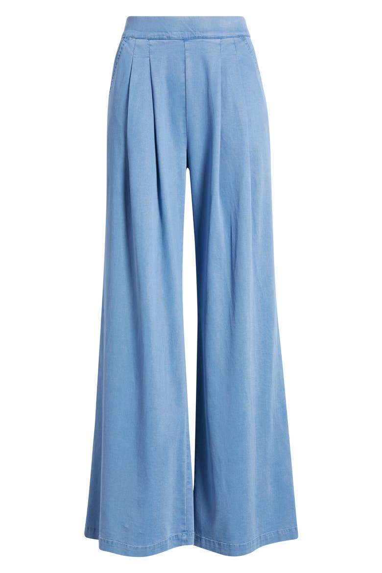 Wide Leg Pull-On Denim Pants, Alternate, color, CHAMBRAY