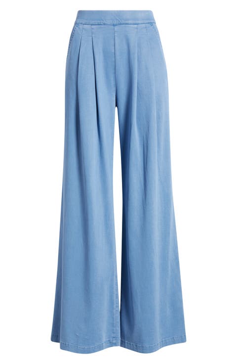 Wide Leg Pull-On Denim Pants
