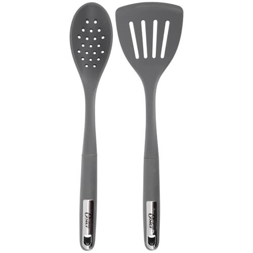 Oster Ridgecrest 2 Piece Silicone Kitchen Tool Slotted Spoon And Turner Set In Gray