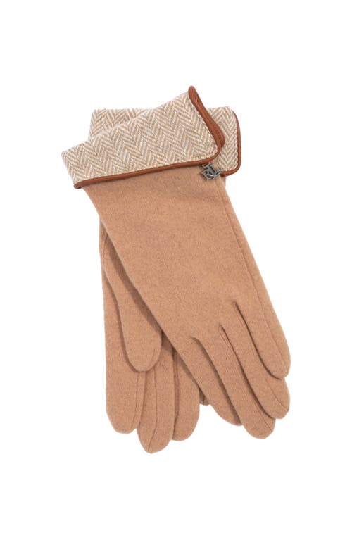 Lauren Ralplh Lauren Pattern Cuff Glove With Logo Charm In Brown
