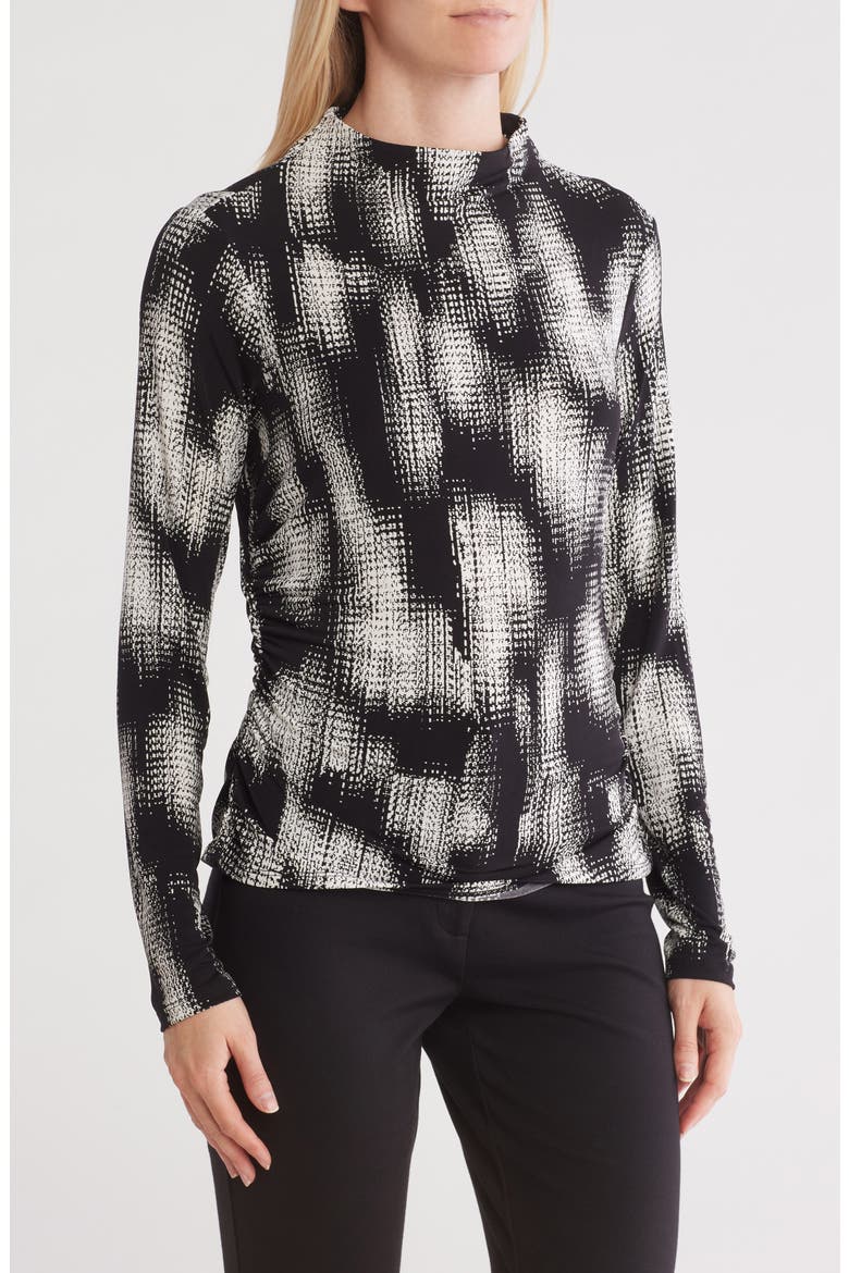 Long Sleeve Mock Neck Top, Main, color, BLACK COMBO
