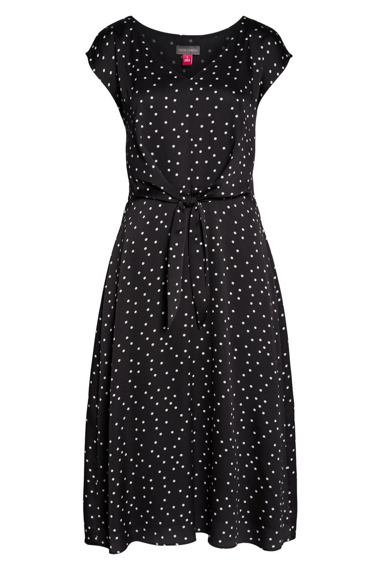 Polka Dot Midi Dress, Alternate, color, RICH BLACK
