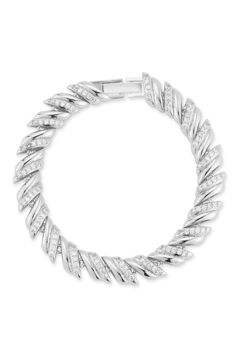 Cubic Zirconia Tennis Bracelet, Main, color, SILVER