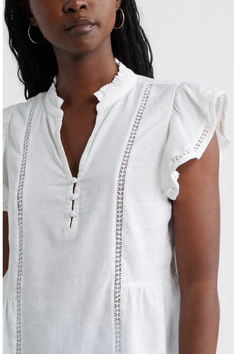 Ruffle Sleeve Popover Top, Alternate, color, WHITE